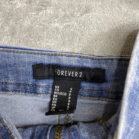 Forever 21 Denim Dress Womens Small Blue Jean Bodycon Mini Overall Zip Front - Picture 3 of 7